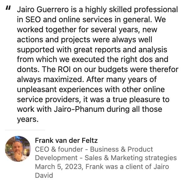 Jairo Guerrero SEO Review - SEO Content Optimization and Growth Services